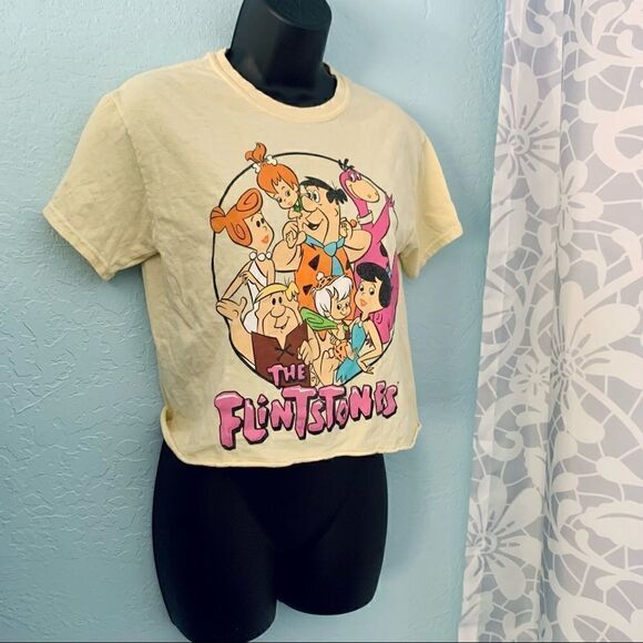 The Flintstones Yellow Graphic Cropped T-shirt Size Small - Picture 3 of 6
